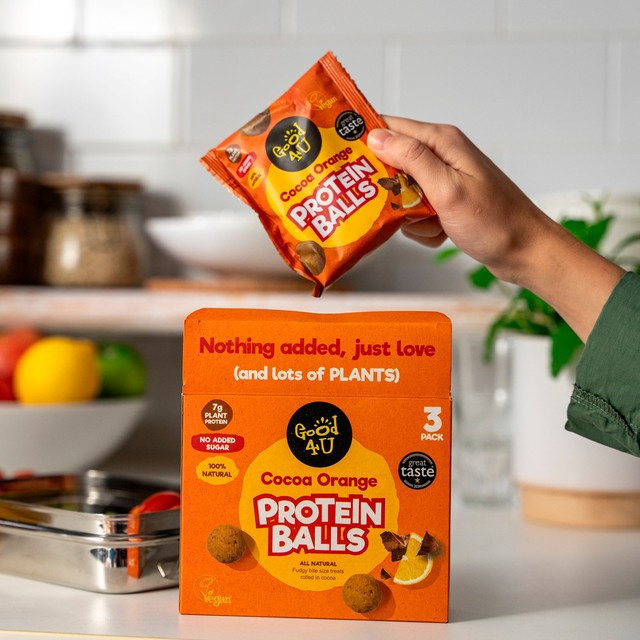 Good4U Protein Balls Cocoa Orange 3x40g multipack, UK version