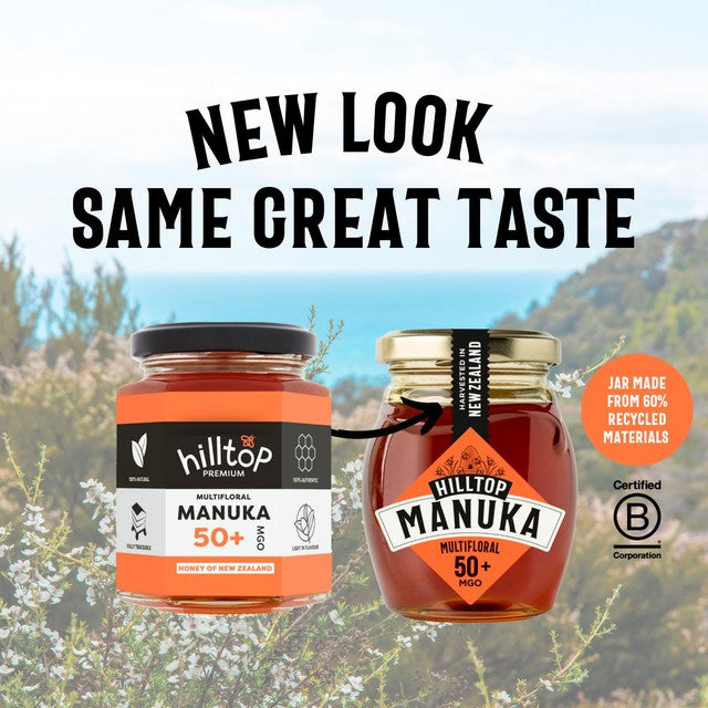 Hilltop Honey Manuka MGO50+ honey 225g, UK version