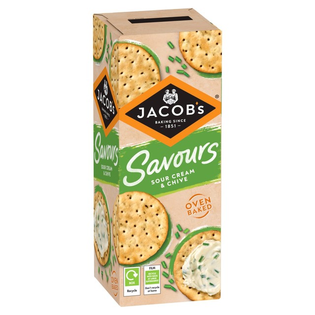 Jacob's sour cream and chive crackers 150g, UK version