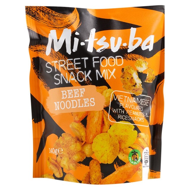Mitsuba Beef Noodle snack mix 140g, imported from the UK