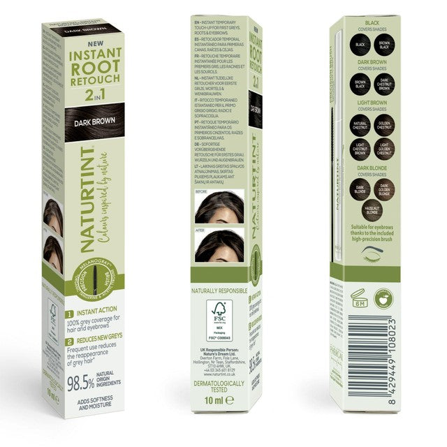 Naturtint hair colour root touch-up Dark Brown 10g, imported from the UK