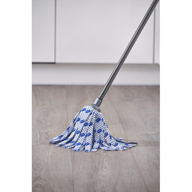 Addis cloth mop with 3-piece handle in metallic white blue - British product