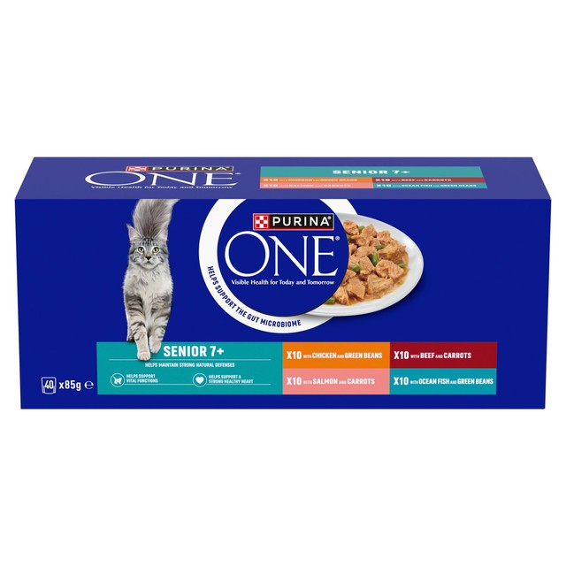Purina One Senior cat food mixed selection 40x85g, imported from the UK
