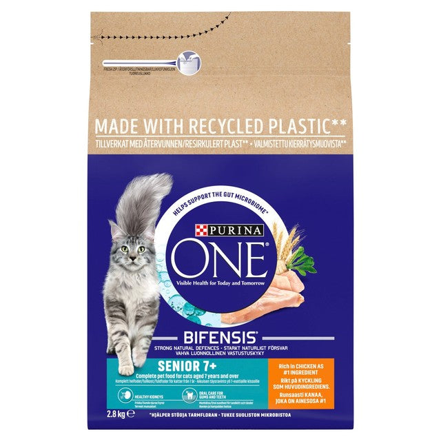 Purina One Senior 7+ Chicken cat food 2.8kg, imported from the UK