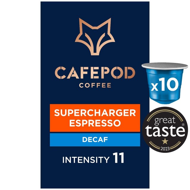 CafePod Decaf Supercharger Espresso coffee pods 10 pack - British product