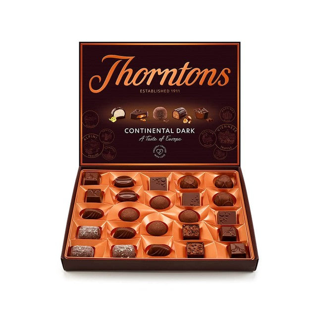 Thorntons Continental dark chocolate selection box, 24 pieces, 264g (British brand)