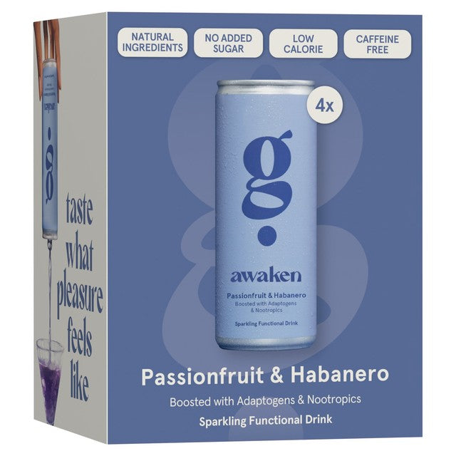 G Spot Arouse Passionfruit and Habanero sparkling functional drink 250ml can, UK version