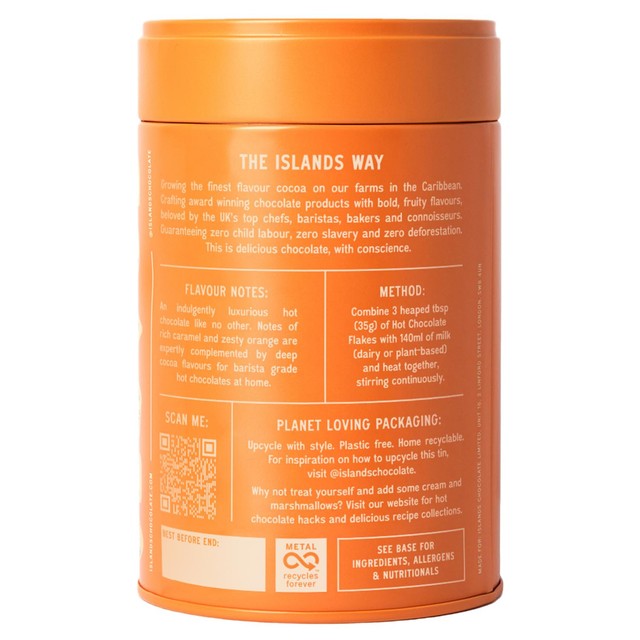 Islands Chocolate 55% dark hot chocolate flakes 200g, UK version