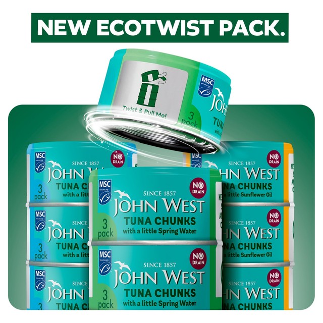 John West tuna chunks with spring water 3 x 100g, UK version
