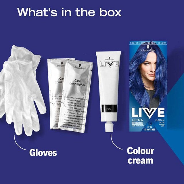 Schwarzkopf hair dye Electric Blue 095 115ml (British brand)