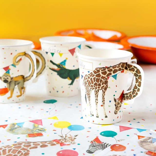 Talking Tables safari animal paper cups 8 pack (British brand)