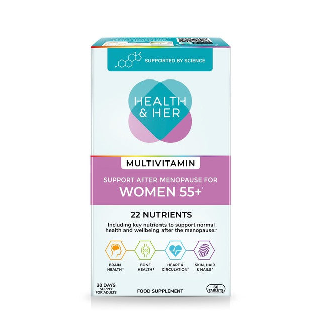 Health & Her Multivitamin Support After Menopause for Women 55+, UK version