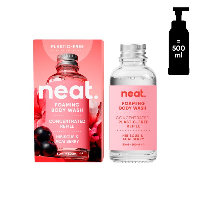 Neat body wash refill hibiscus and acai berry 50ml, imported from the UK