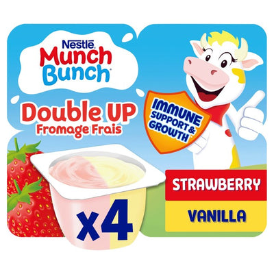Munch Bunch Double Up Frischkäse Erdbeer- & Vanille-Becher 4 x 85g