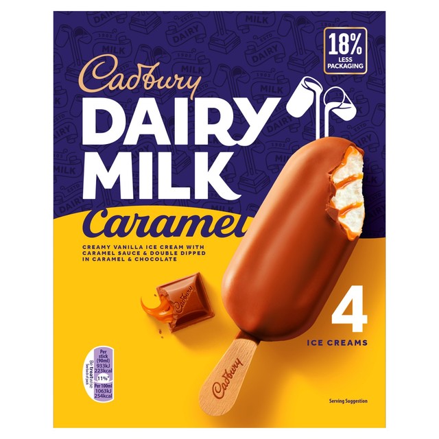 Cadbury caramel ice cream stick 4 x 90ml - British product