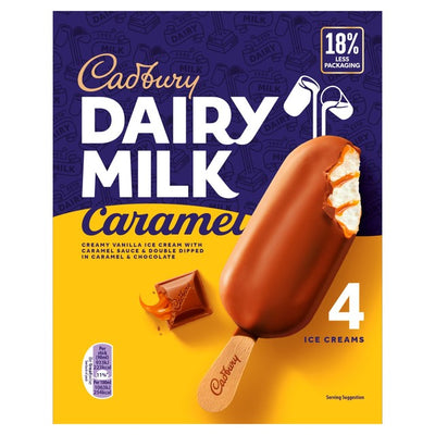 M&S Cadbury Caramel Ice Cream Stick Ice Cream Treat 4 x 90ml- Buy online at McGrocer