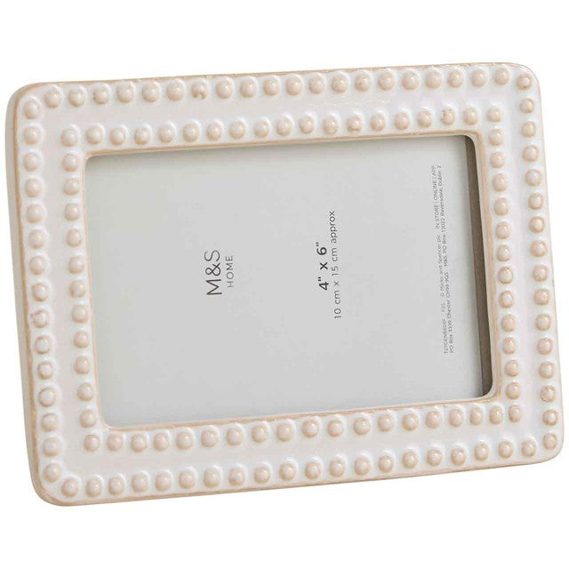 M&S ceramic bobble photo frame 4x6 cream, imported from the UK