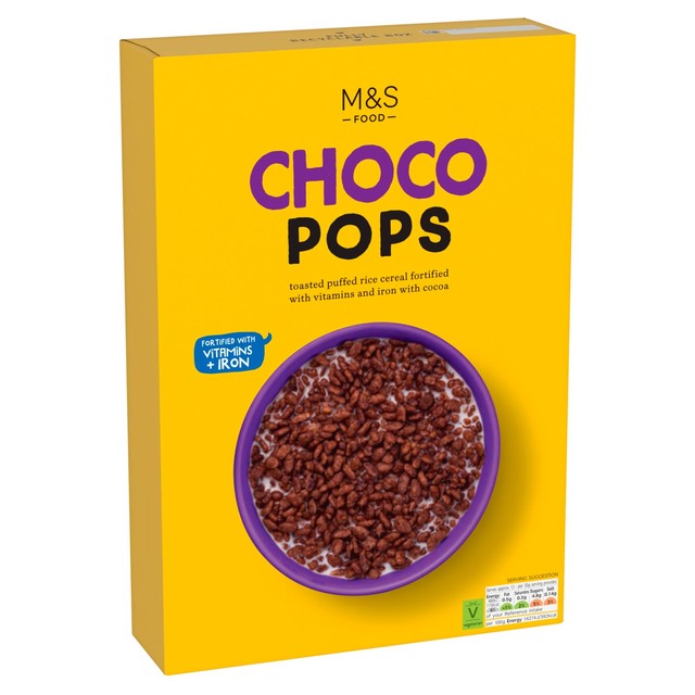 M&S Choco Pops chocolate rice cereal 375g, imported from the UK