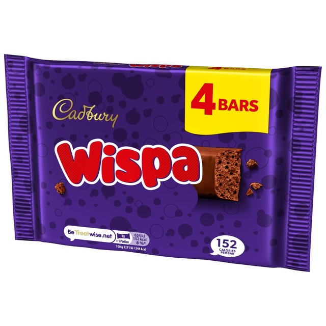 Cadbury Wispa milk chocolate bar 4 x 27.9g multipack - British product