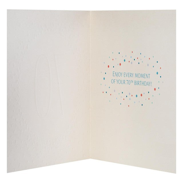 M&S 70th Birthday Card 15x15cm, imported from the UK