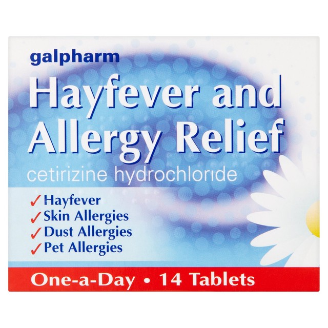 Galpharm hayfever allergy relief cetirizine tablets 14 pack, UK version