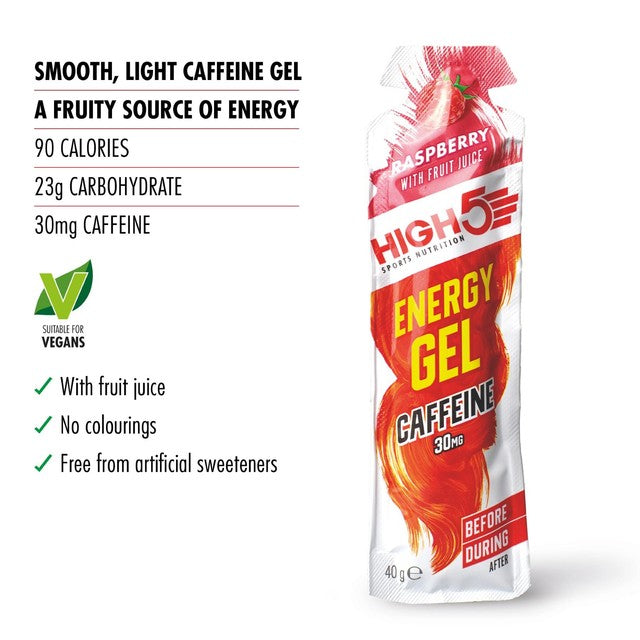 HIGH5 Energy Gel Raspberry with Caffeine 40g, UK version