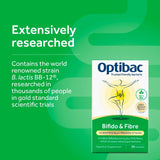 Optibac Bifido & Fibre probiotic supplement 30 sachets, imported from the UK