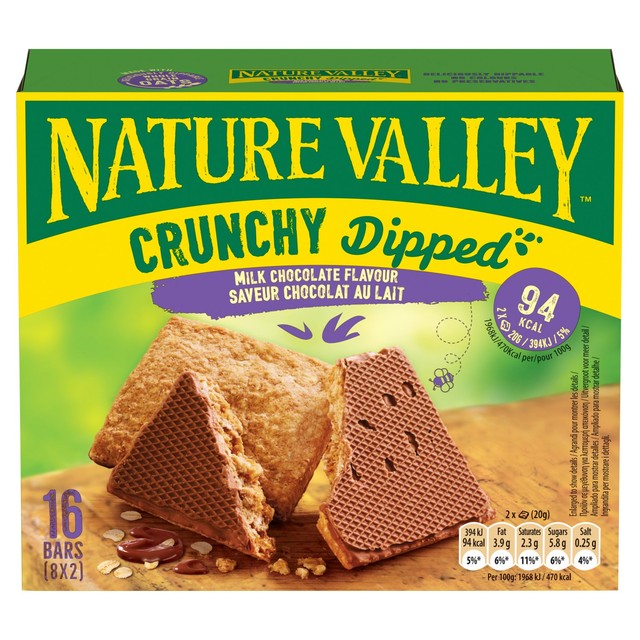 Nature Valley milk chocolate cereal bars 8 x 20g, imported from the UK