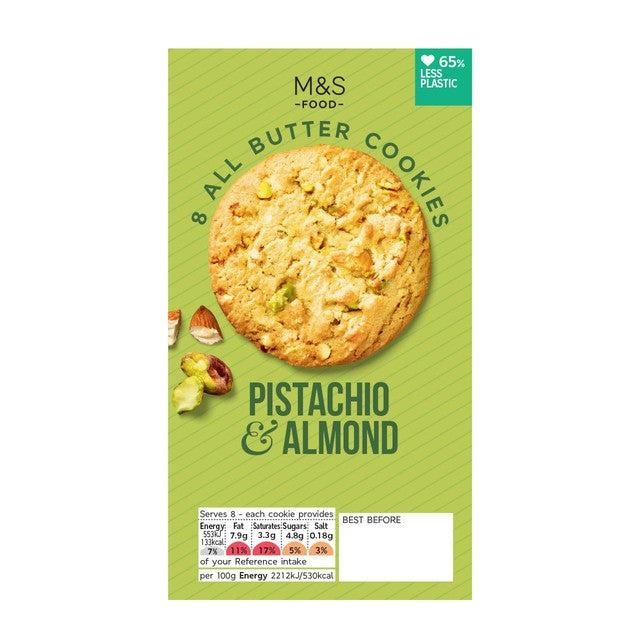 M&S pistachio and almond cookies 200g, imported from the UK