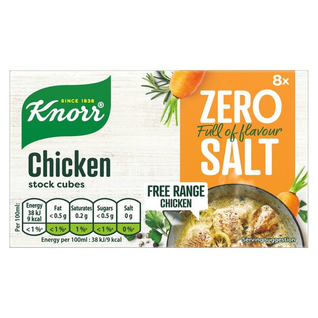 Knorr Zero Salt Hühnerbrühwürfel 72g Packung, britische Version