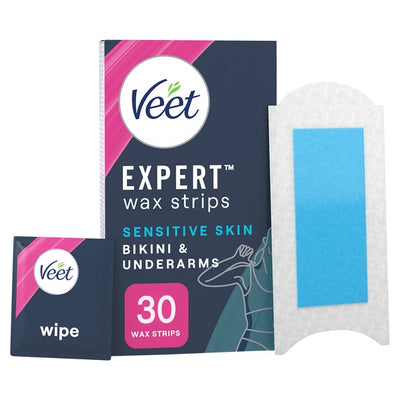 Veet Expert Wax Bikini Sensitive Hair Removal Wax Strips 30 Pack