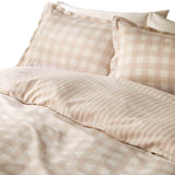 M&S pure cotton gingham bedding set natural double, imported from the UK