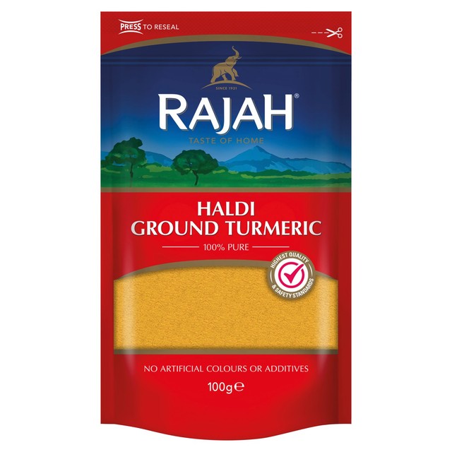 Rajah ground turmeric haldi powder 100g, imported from the UK