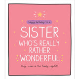 Happy Jackson Sister Card 16cm x 17.6cm, imported from the UK