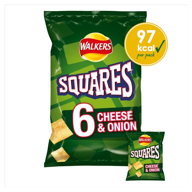 Walkers Squares Cheese & Onion crisps 6x22g multipack (British brand)
