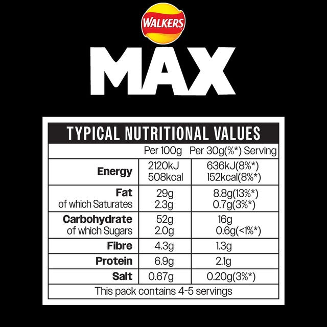 Walkers Max Extra Flamin' Hot Sharing Crisps 130g (British brand)