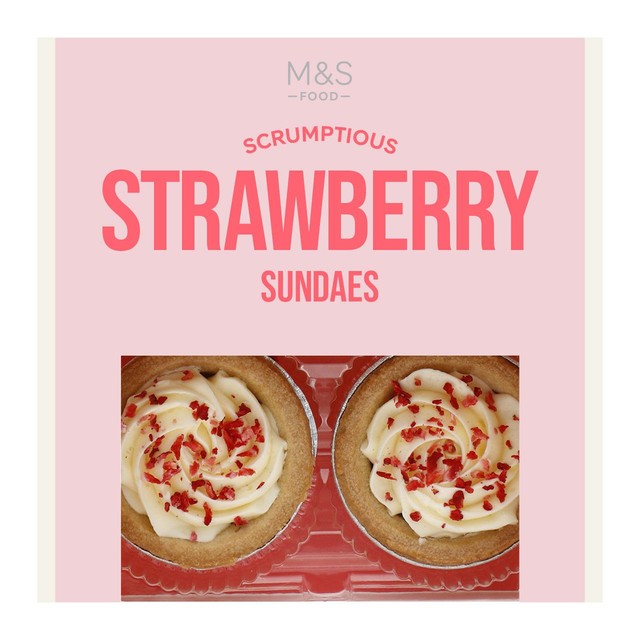 M&S Strawberry & Cream Sundaes 4 x 47g, imported from the UK