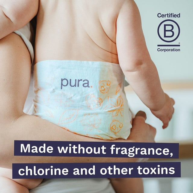 Pura Size 6 disposable nappies, imported from the UK