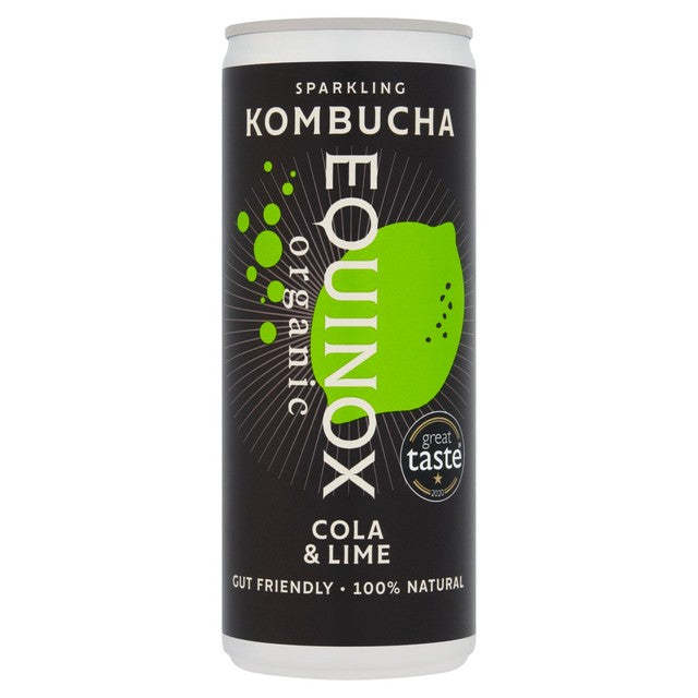 Equinox organic cola and lime kombucha can (British brand)