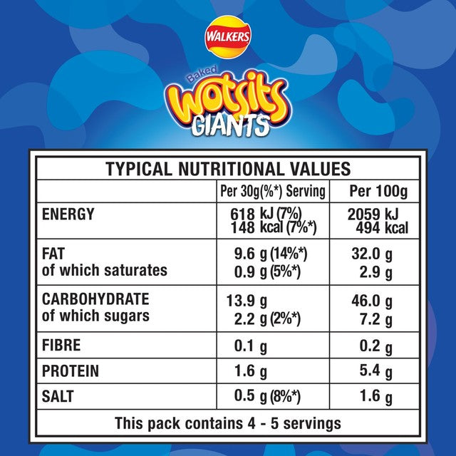 Wotsits Giants Really Cheesy crisps 130g (British brand)