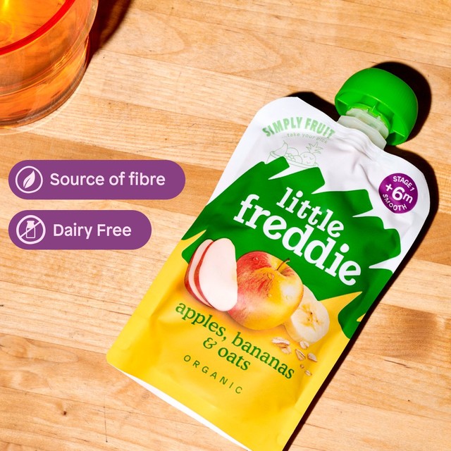 Little Freddie apples bananas oats baby food pouch 100g, UK version
