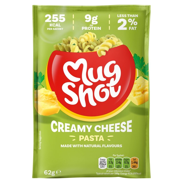 Mug Shot Creamy Cheese Pasta sachet 68g, imported from the UK