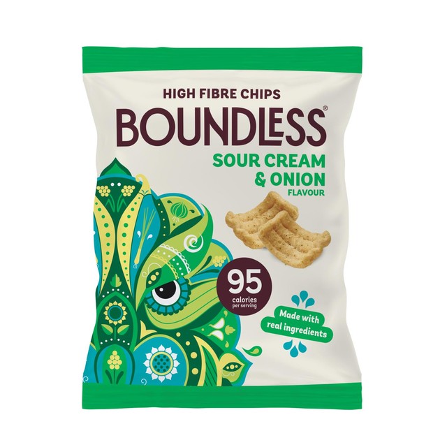 Boundless sour cream and onion crisps 24 x 23g multipack - British product