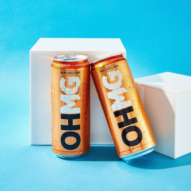 OHMG Peach Sparkling Magnesium Water 4 x 330ml, imported from the UK