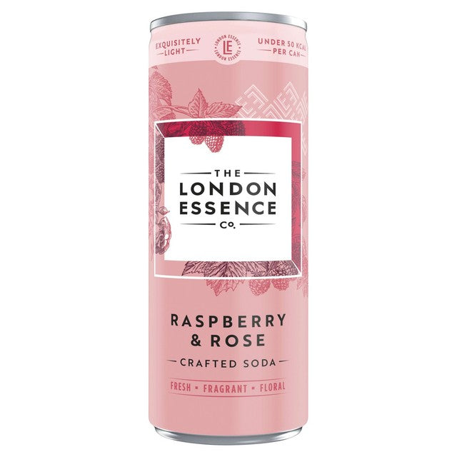 London Essence Co. raspberry and rose crafted soda 250ml, UK version