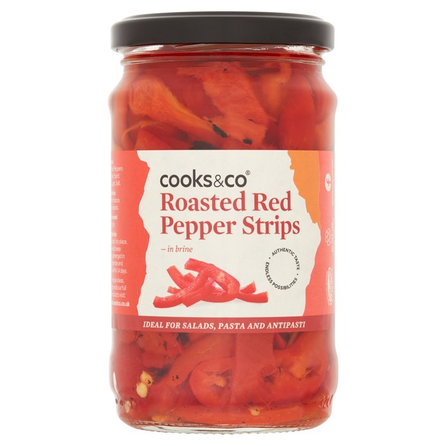 Cooks & Co Roasted Red Pepper Strips 300g - British product