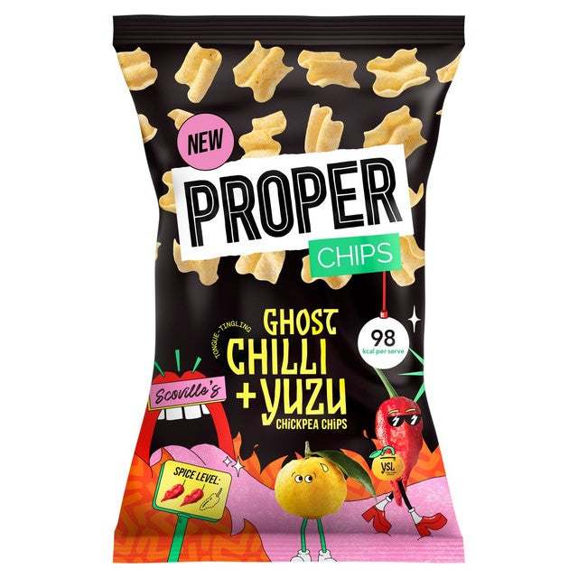 Properchips ghost chilli & yuzu chickpea chips 85g, imported from the UK