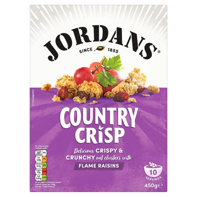 Jordans Country Crisp Raisins Breakfast Cereal 450g, UK version