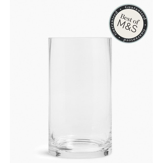 M&S large cylinder clear glass flower vase, imported from the UK
