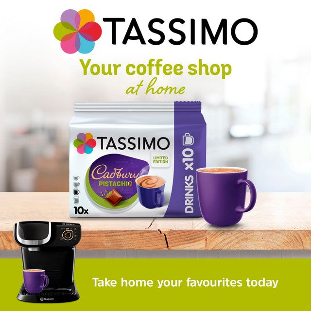 Tassimo Cadbury pistachio hot chocolate pods 10s, imported from the UK